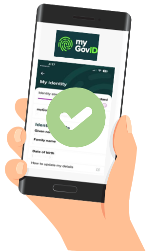 hand holding smartphone with mygovid app