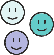 Three smiley faces