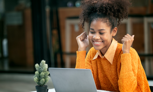 Decorative image of person using a laptop